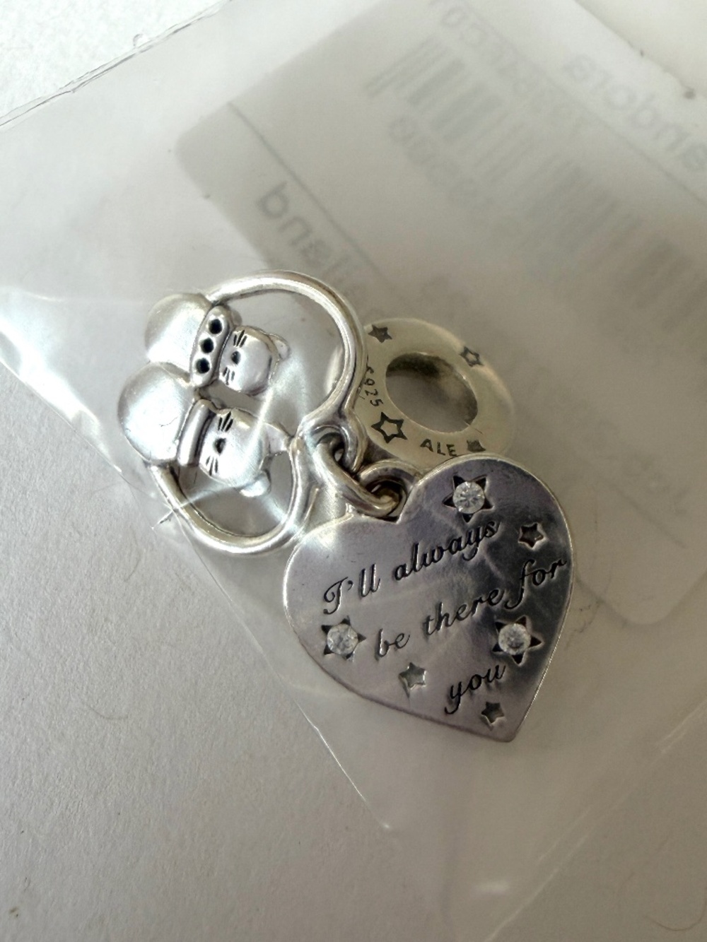 NWT Pandora Charm - I'll Always Be There For You Charm Cats Hearts